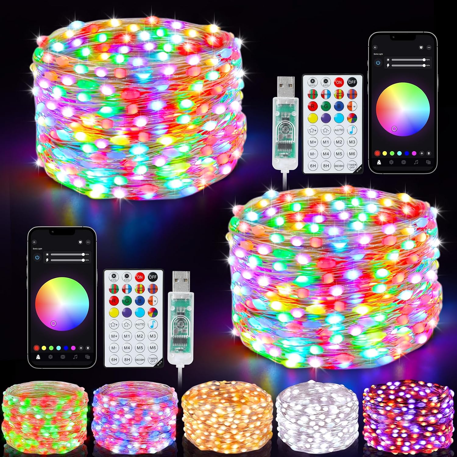 Cluster Fairy Lights 10 ft, 120 LED, Colour Changing with App