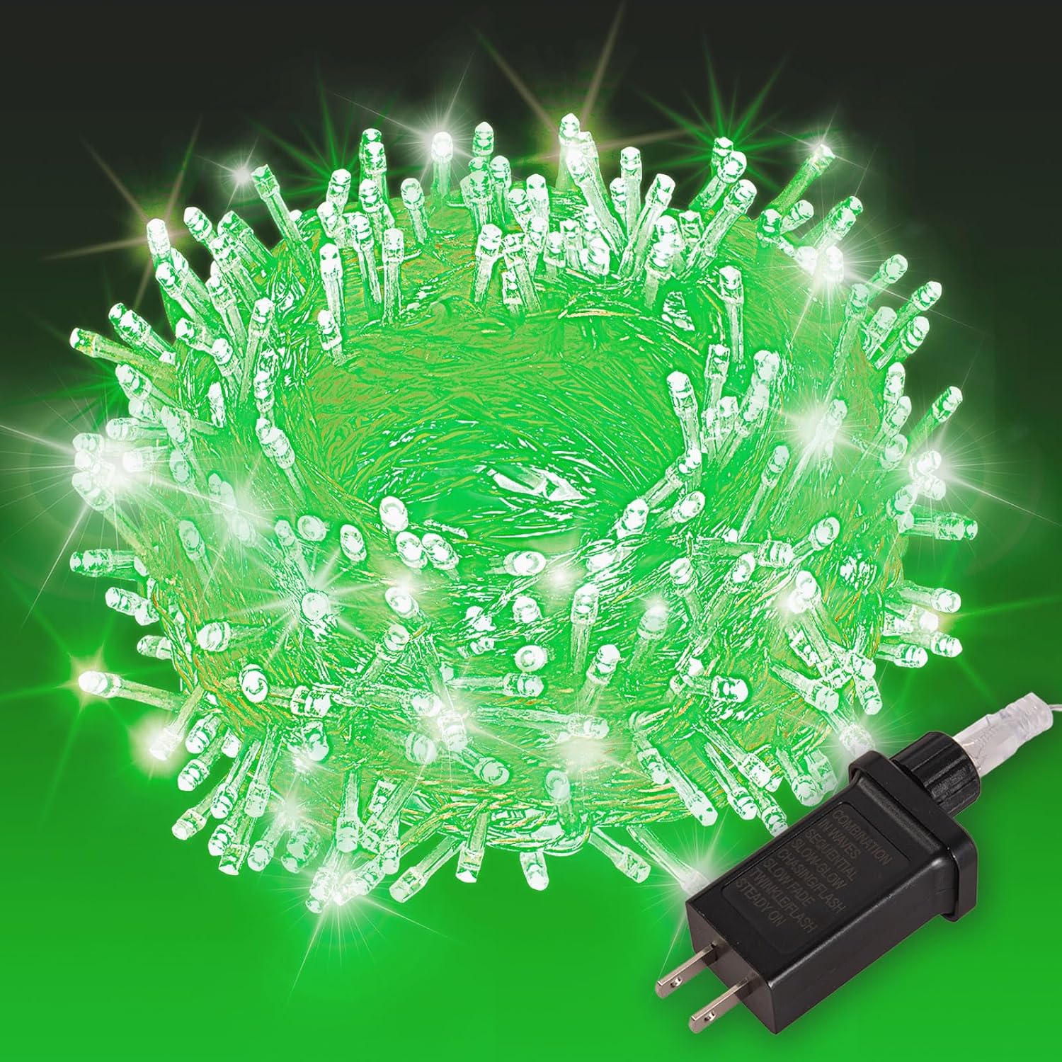 Cool White String Lights 33 ft, 100 LED, Plug In with 8 Modes