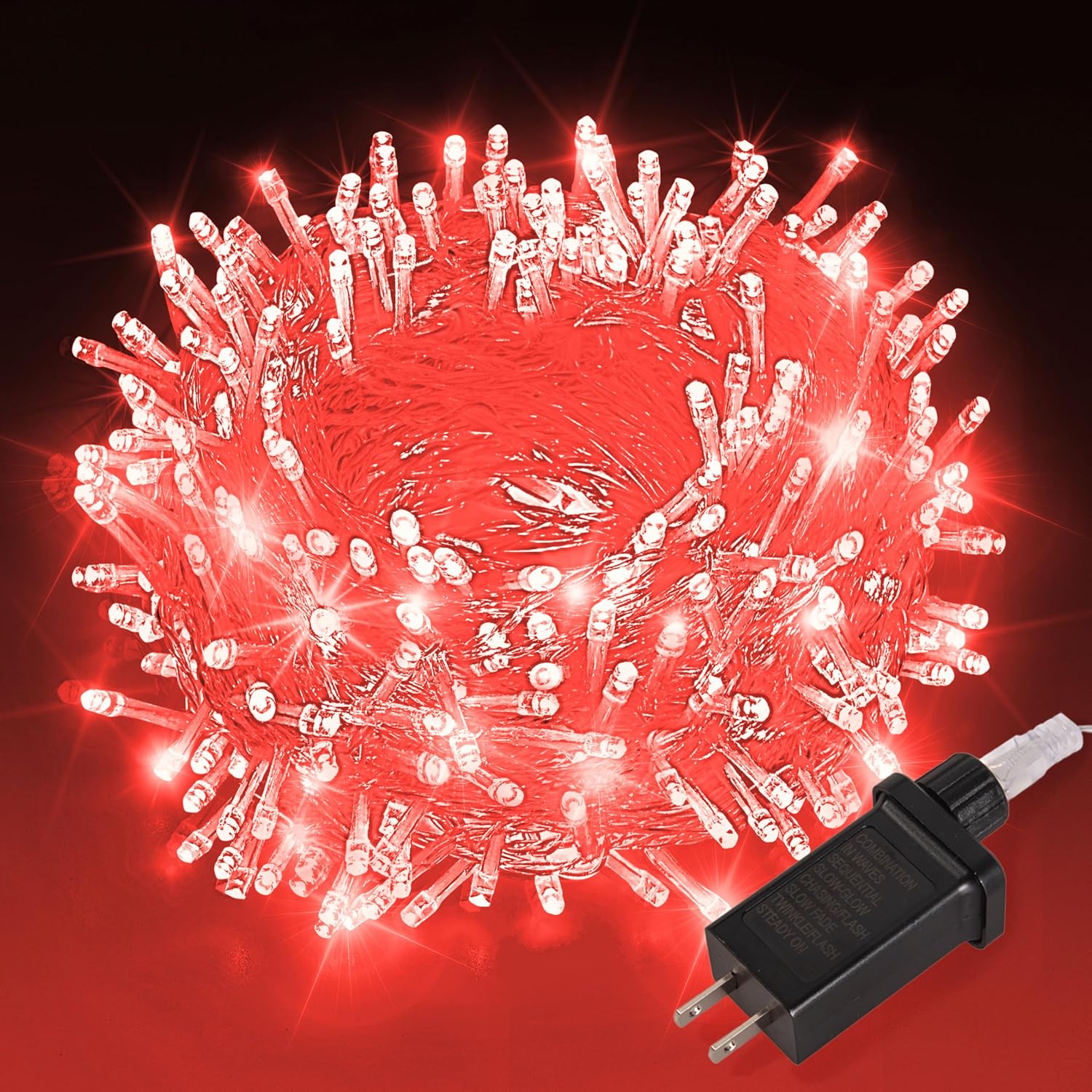 Cool White String Lights 33 ft, 100 LED, Plug In with 8 Modes
