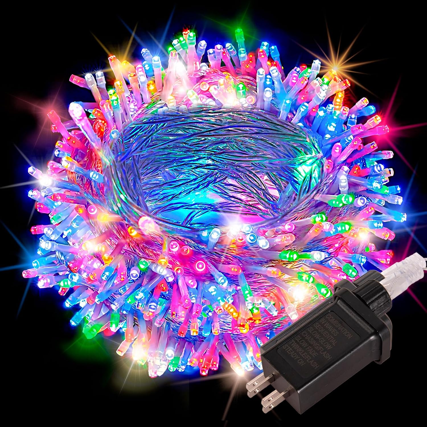 Cool White String Lights 33 ft, 100 LED, Plug In with 8 Modes