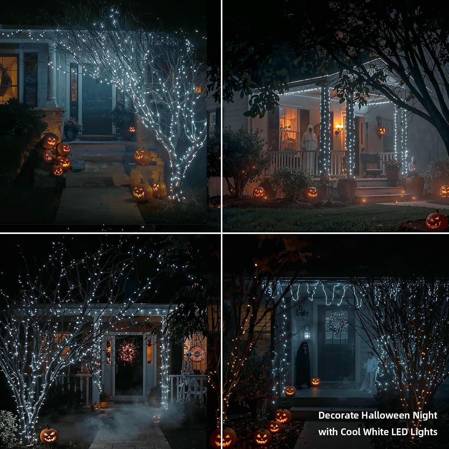 Cool White String Lights 33 ft, 100 LED, Plug In with 8 Modes