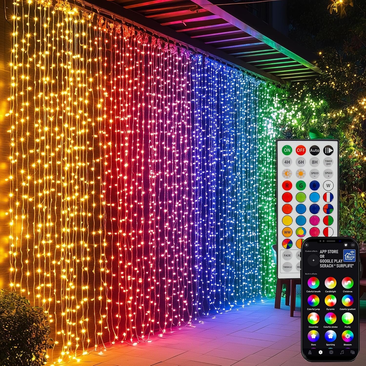 400 LED Colour Changing Curtain Lights - Image 13