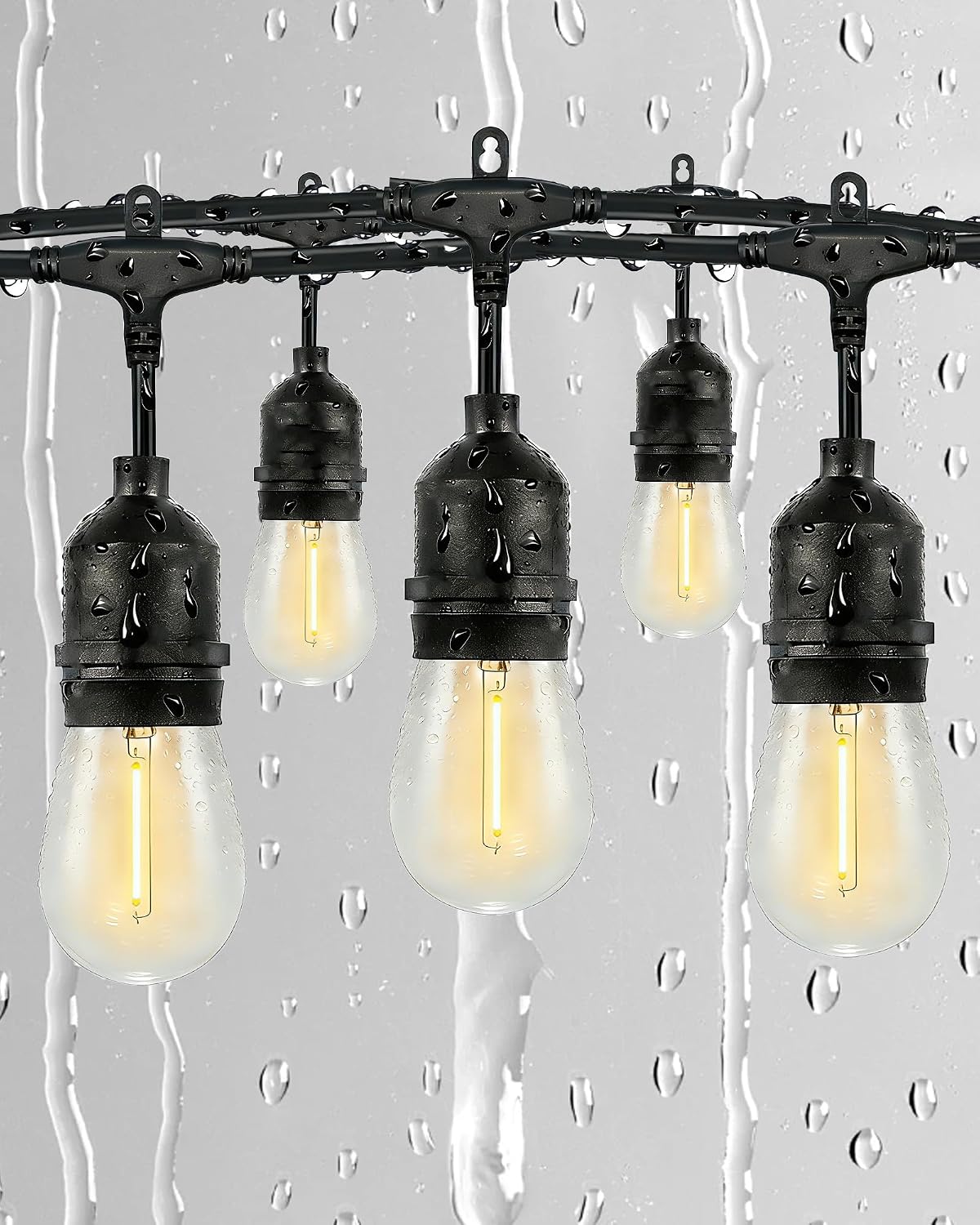 25 Ft Outdoor Patio String Lights with 15 Bulbs
