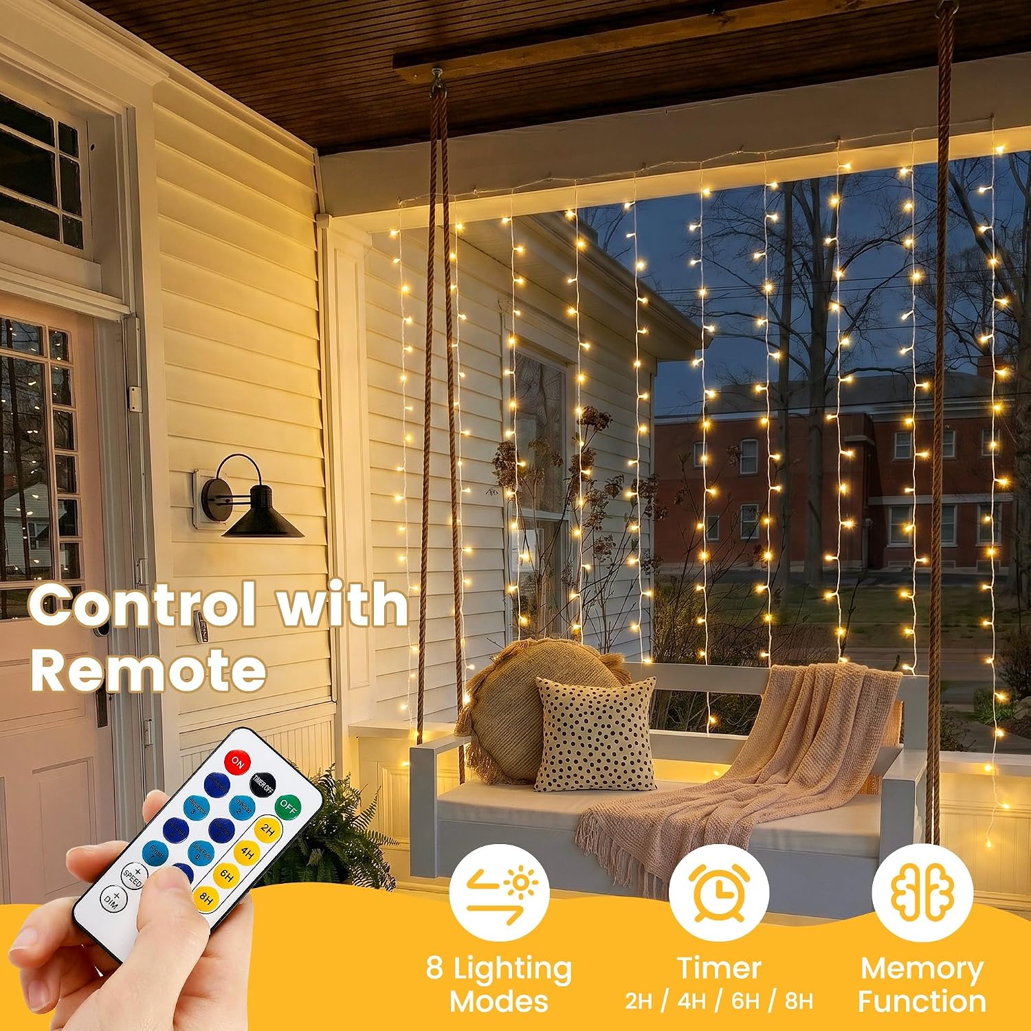 200 LED Warm White Curtain Lights - Image 7