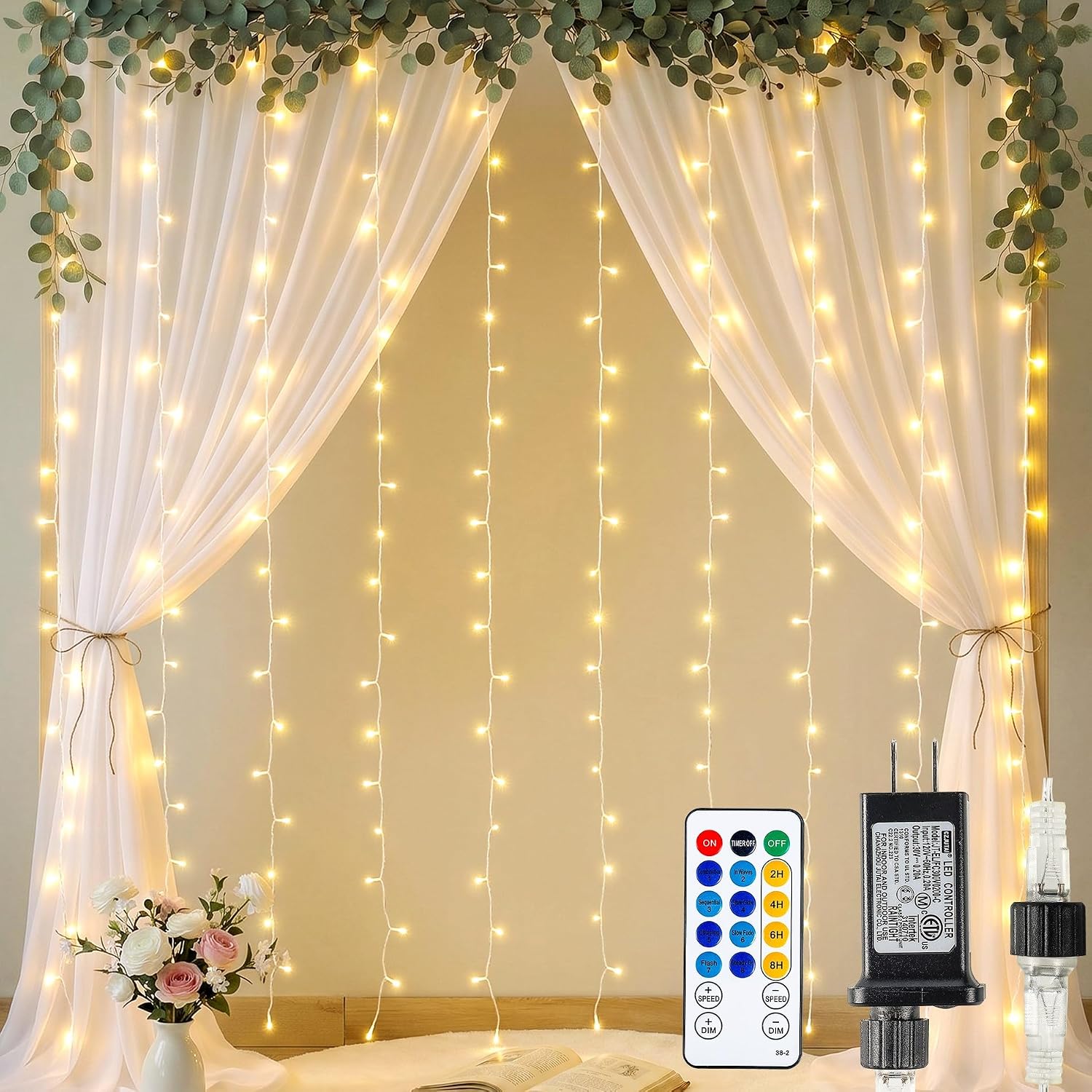 200 LED Warm White Curtain Lights