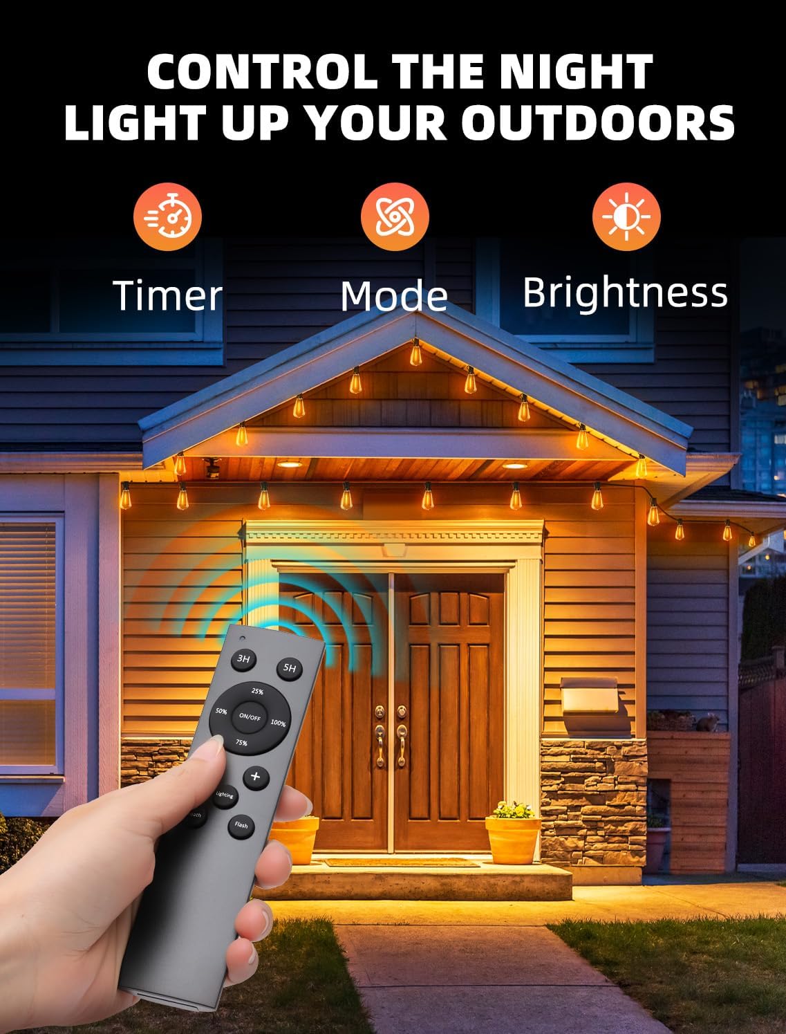 Outdoor Patio String Lights 100 ft, Waterproof with Remote Dimmer