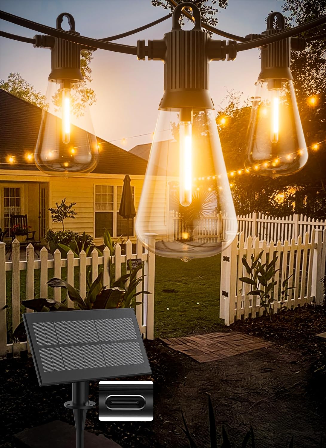 Outdoor Patio String Lights 240 ft with 124 ST38 Vintage Bulbs