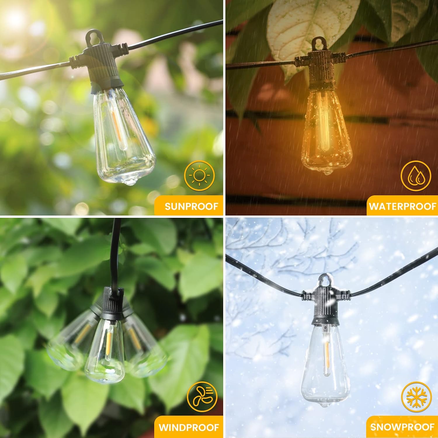 Outdoor Patio String Lights 240 ft with 124 ST38 Vintage Bulbs