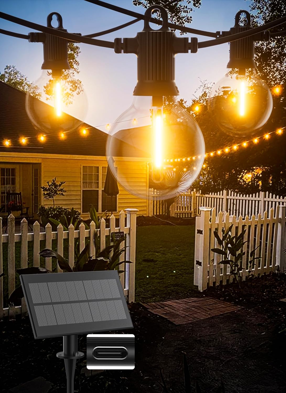Outdoor String Lights 100 ft with 53 Shatterproof G40 Globe Bulbs