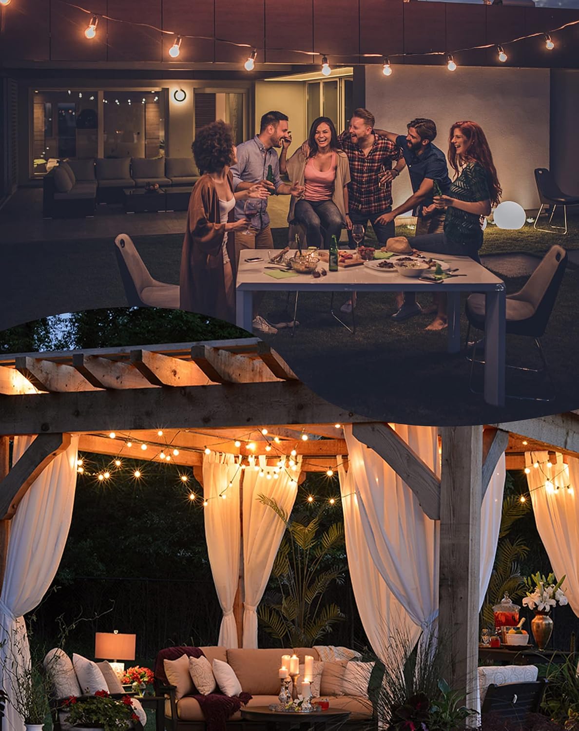 Outdoor String Lights 100 ft with 53 Shatterproof G40 Globe Bulbs