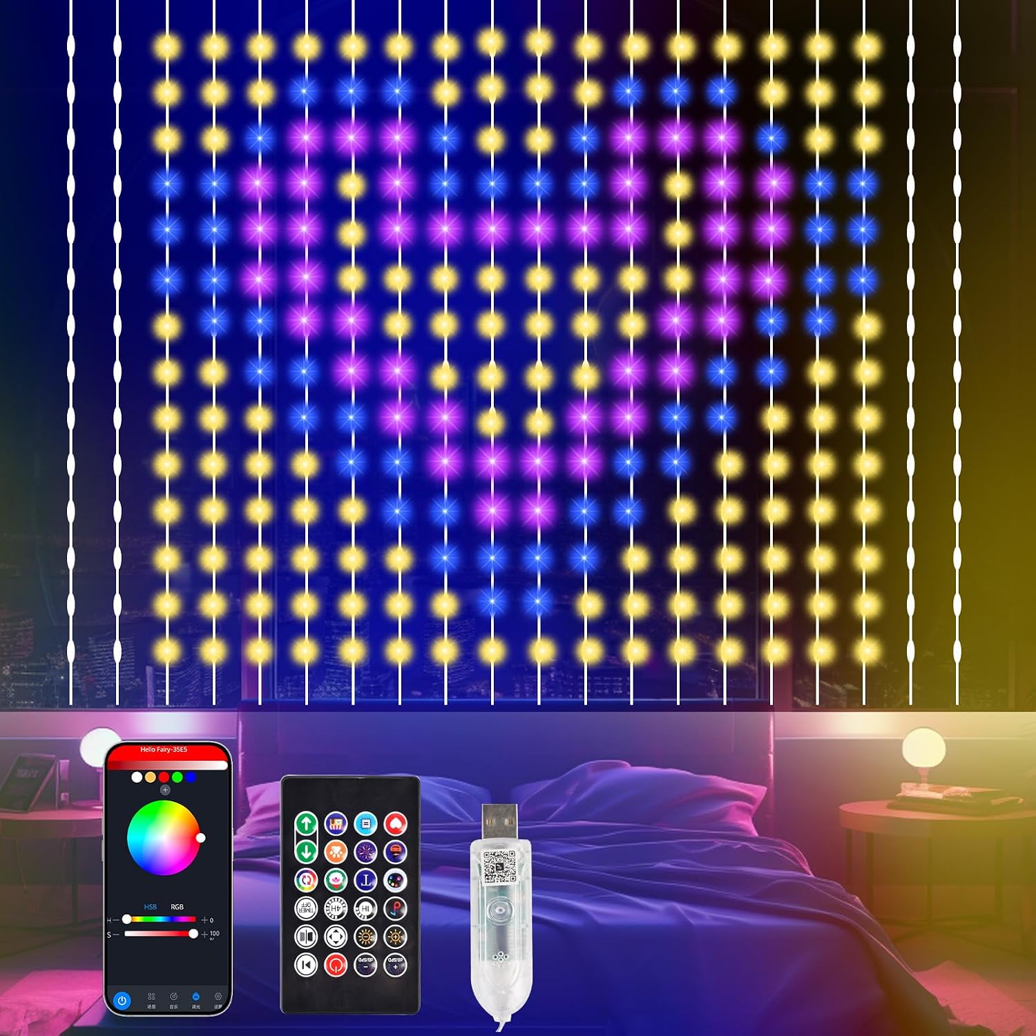 400 LED app curtain lights