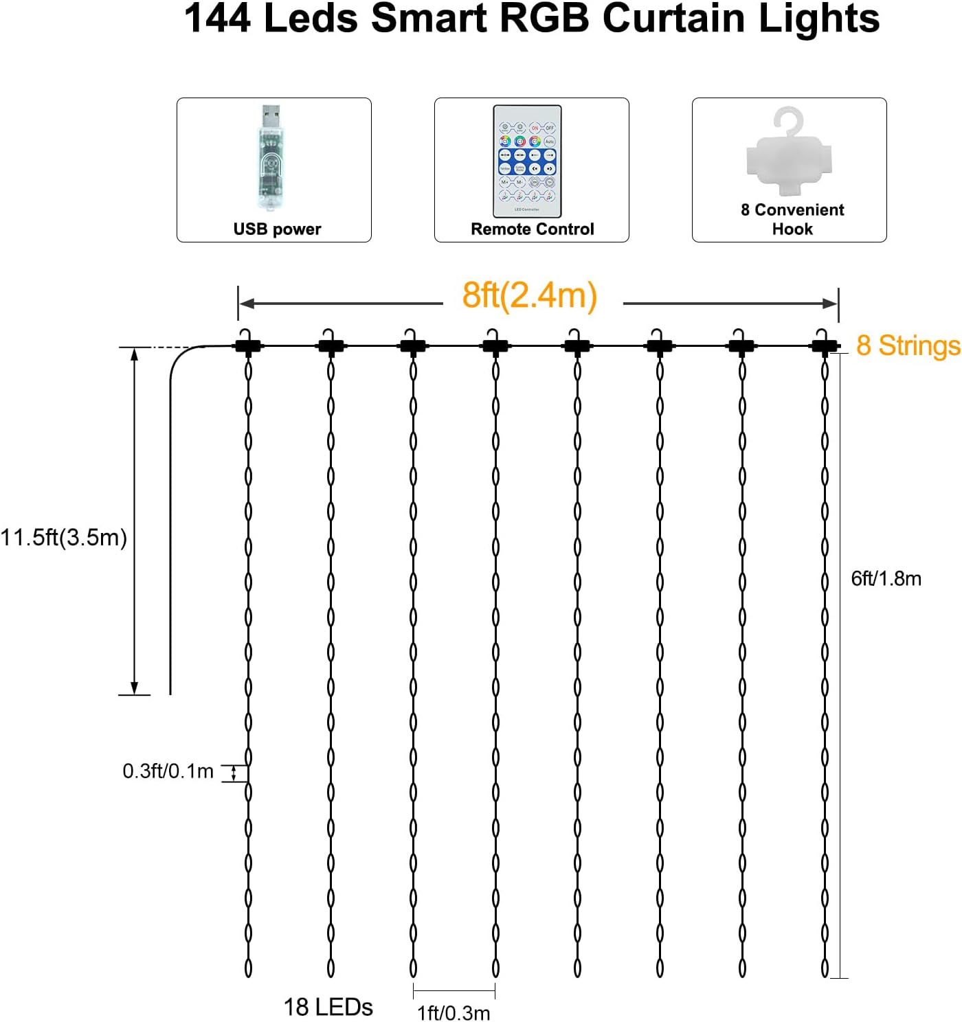 RGB Smart Curtain Lights with Remote - Image 7