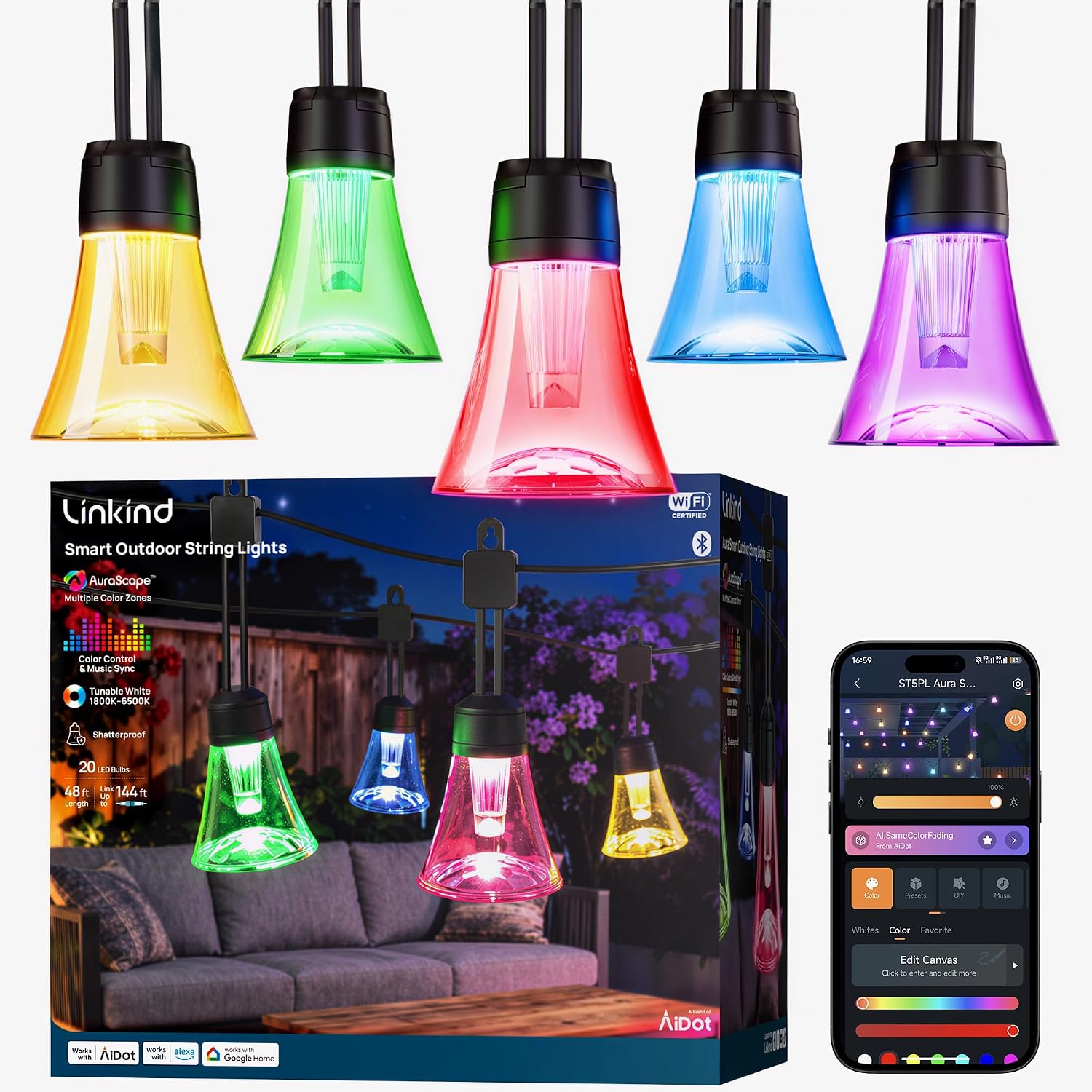 48 ft Smart Outdoor RGB String