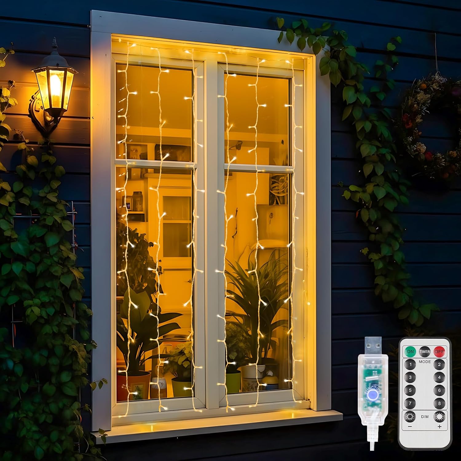 200 LED USB Warm White Curtain Lights - Image 11