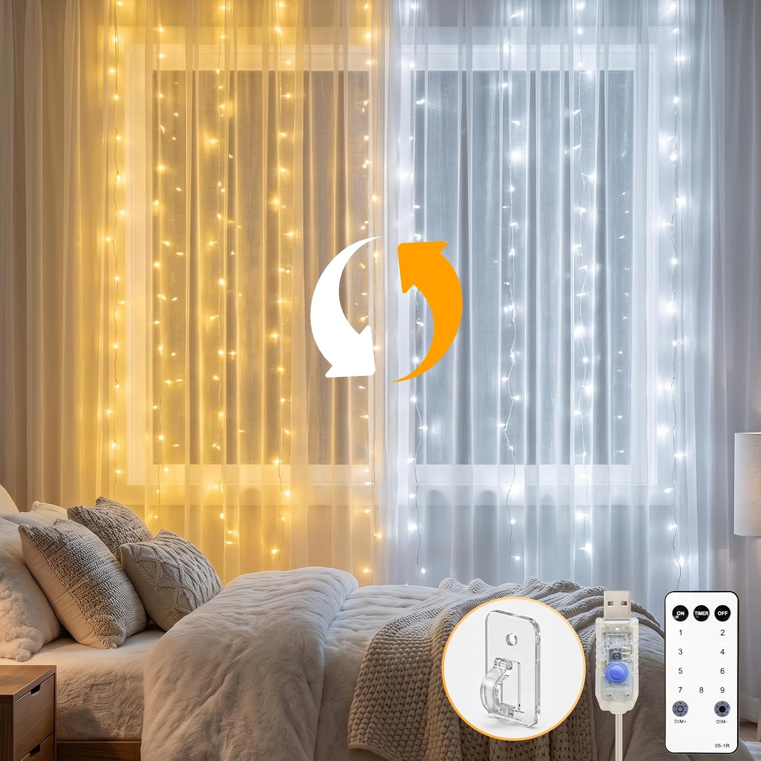 200 LED USB Warm White Curtain Lights - Image 20