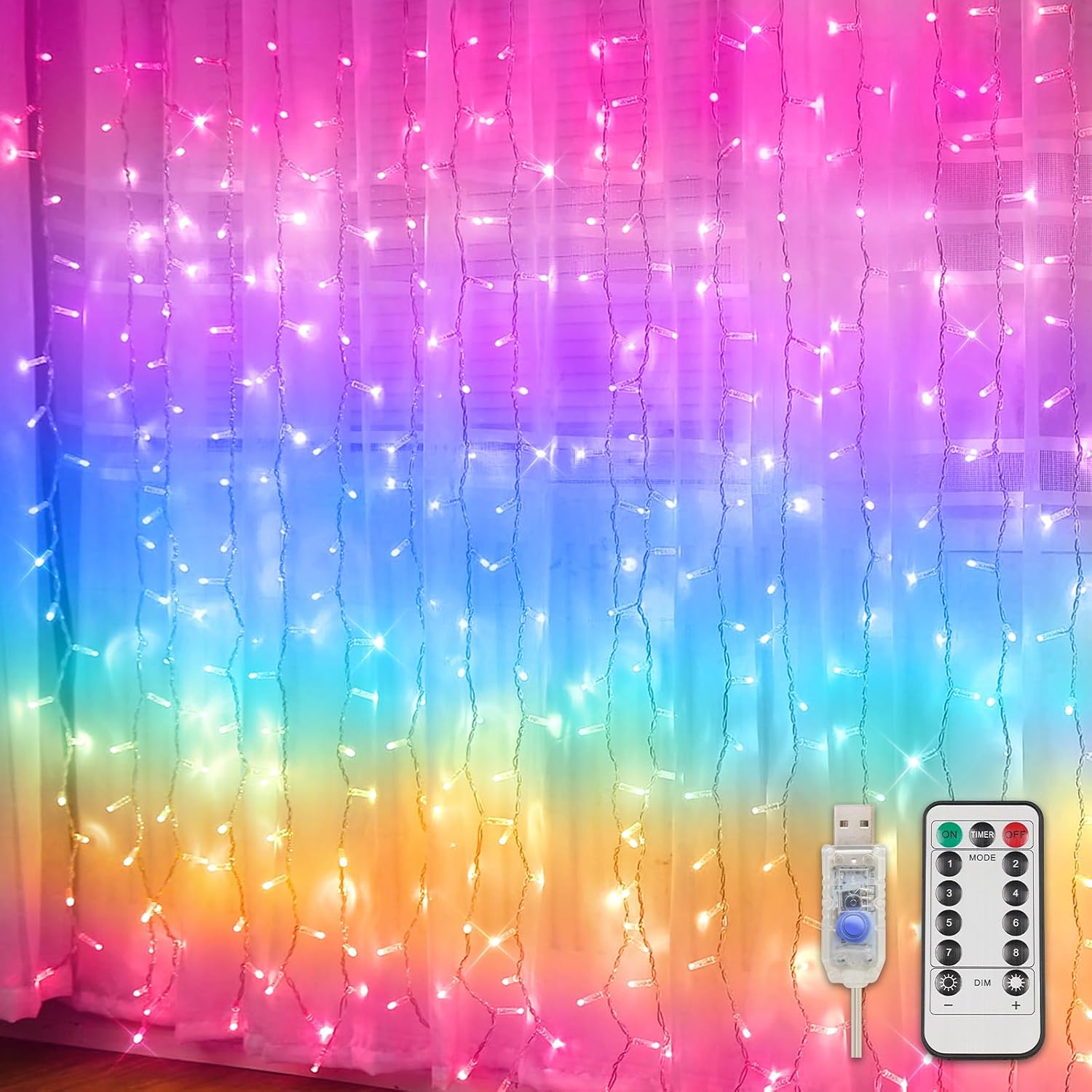 200 LED USB Warm White Curtain Lights - Image 21