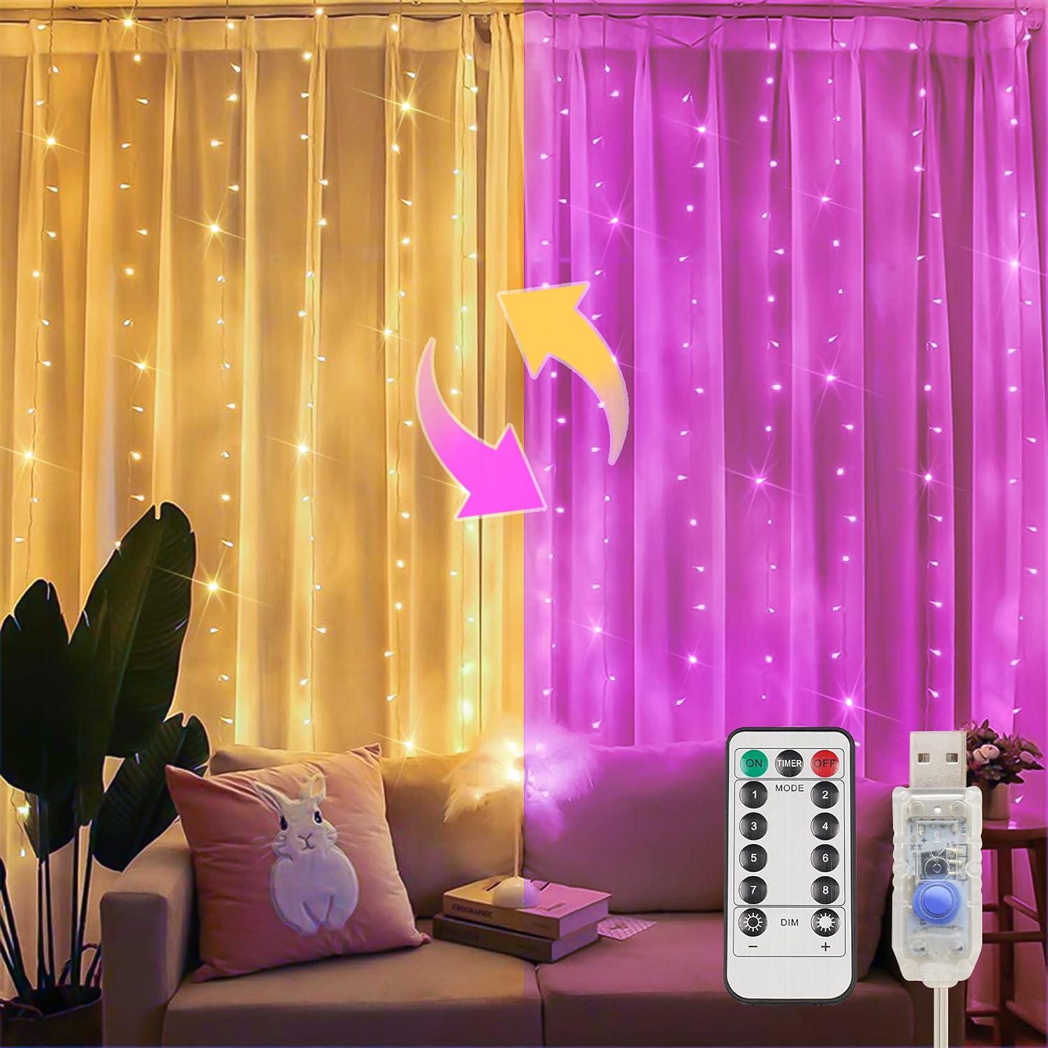 200 LED USB Warm White Curtain Lights - Image 14