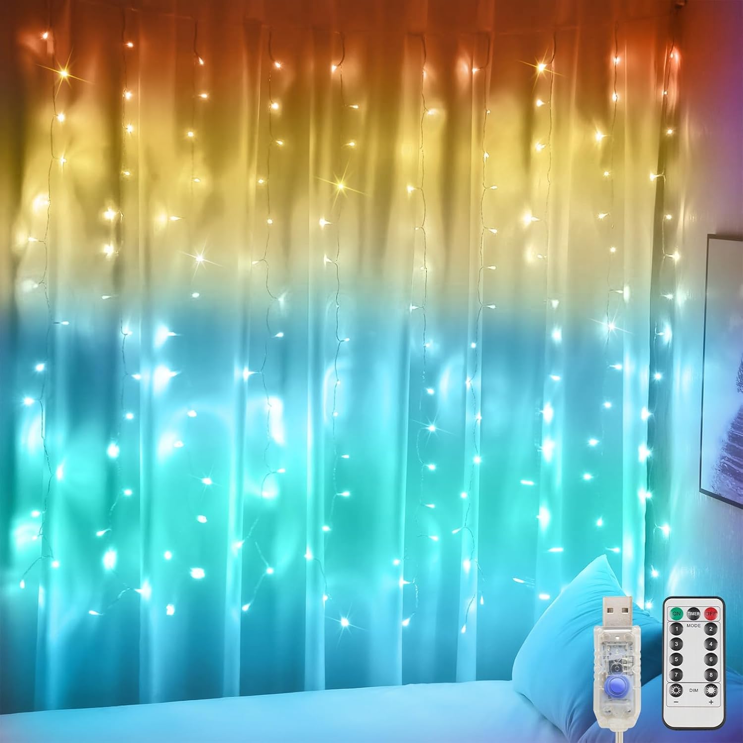 200 LED USB Warm White Curtain Lights - Image 15