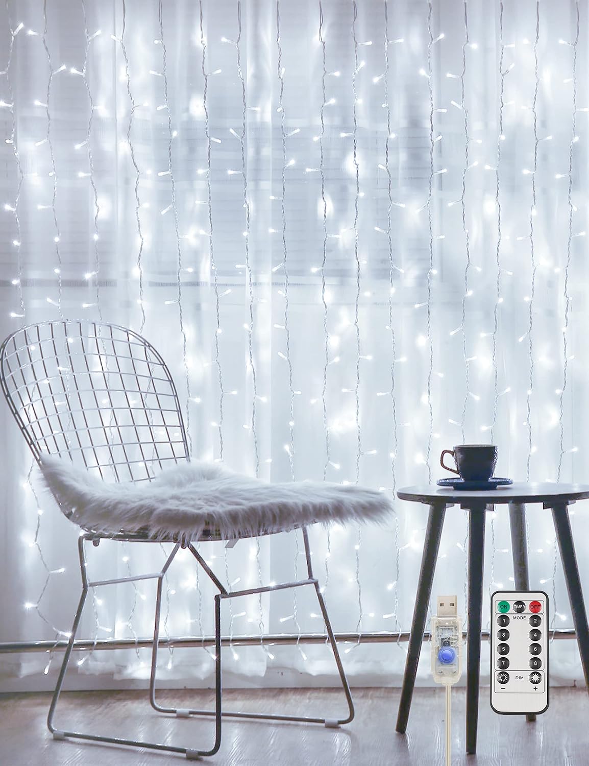 200 LED USB Warm White Curtain Lights - Image 19