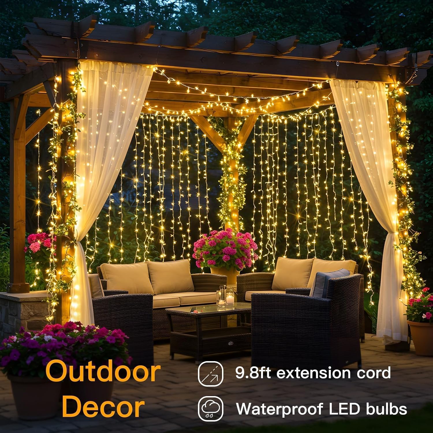 200 LED USB Warm White Curtain Lights - Image 9