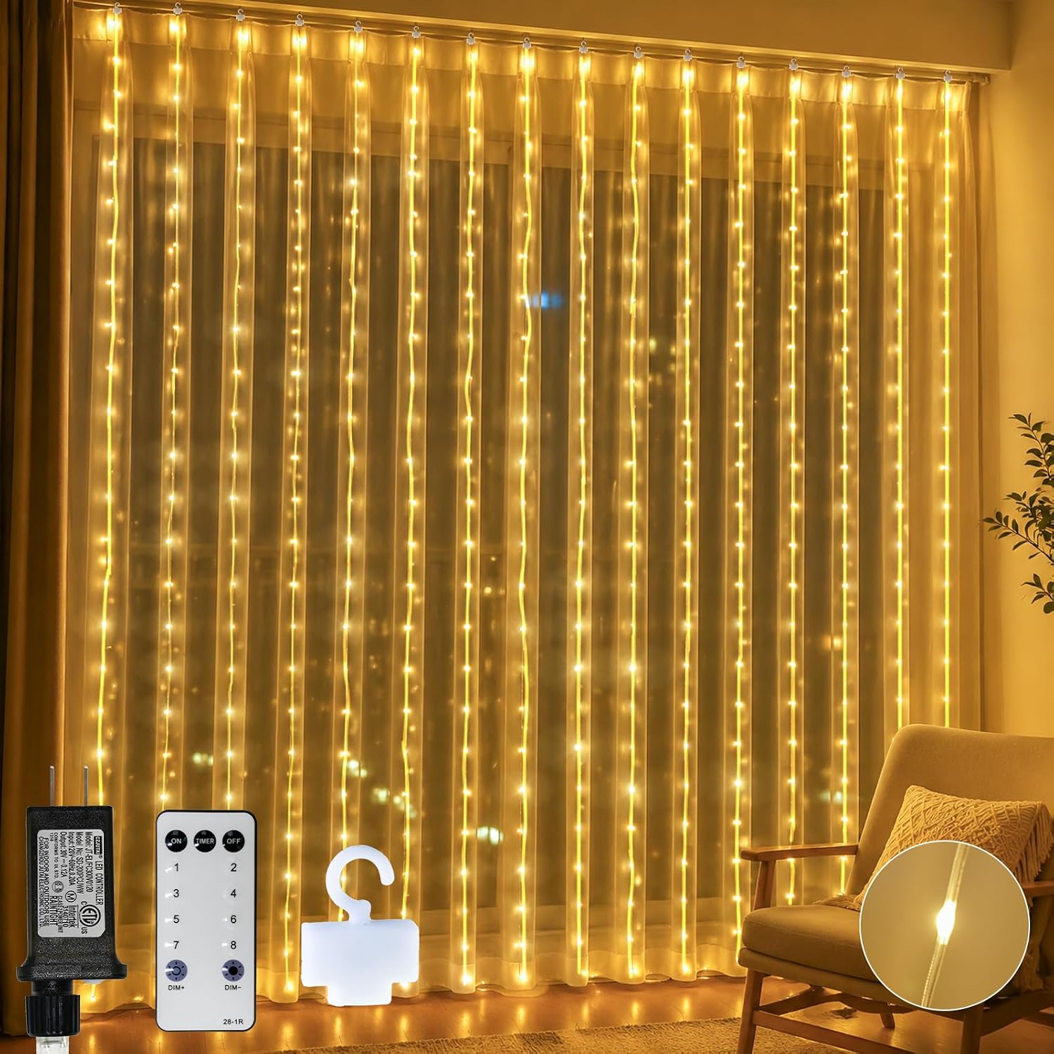 Warm White Curtain Lights