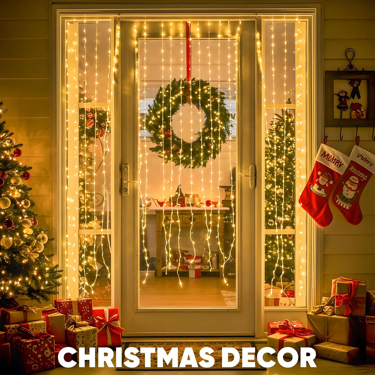 Tangle Free Warm White Curtain Lights 6.5 x 6.5 ft