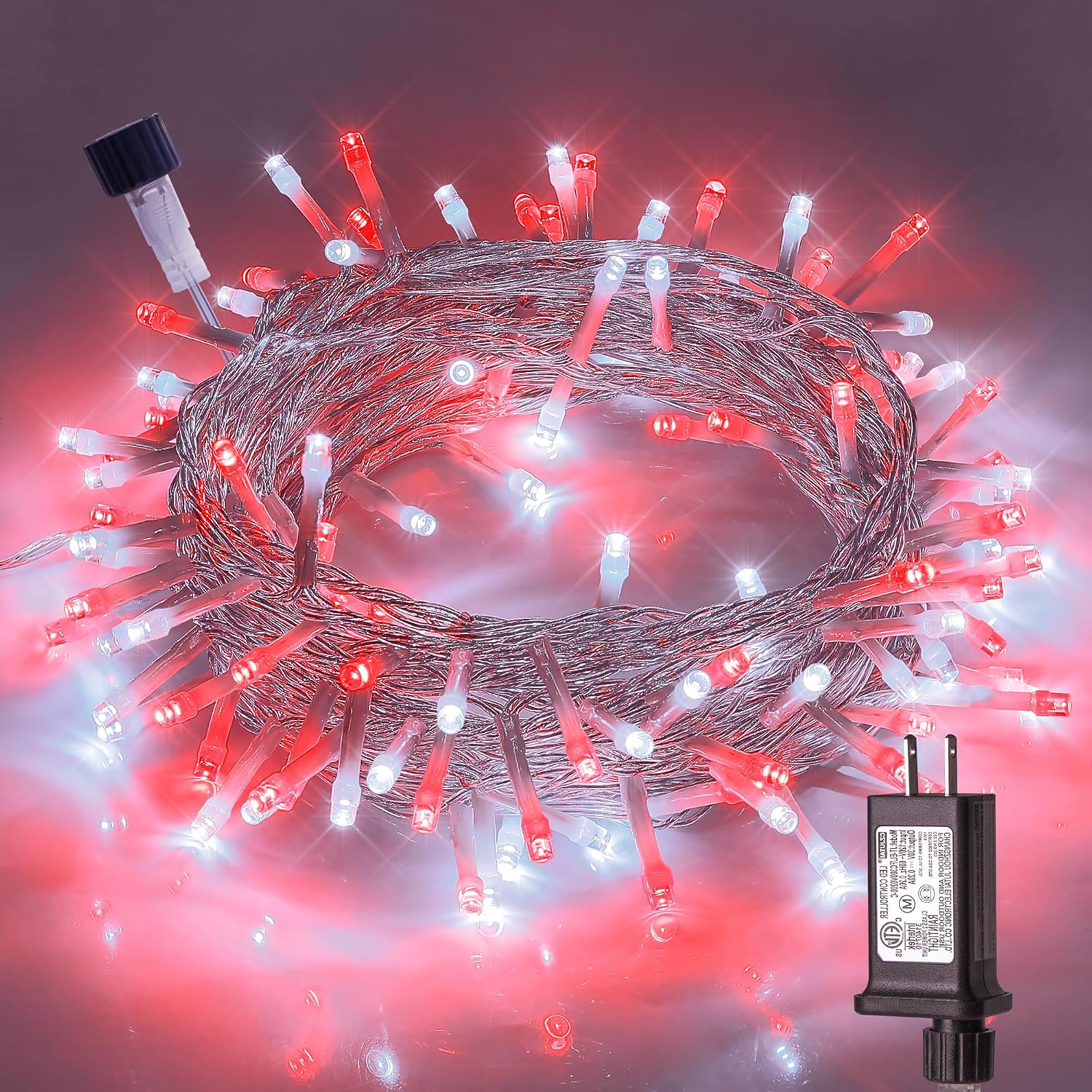 White String Lights 33 ft, 100 LED, Extendable Outdoor Set