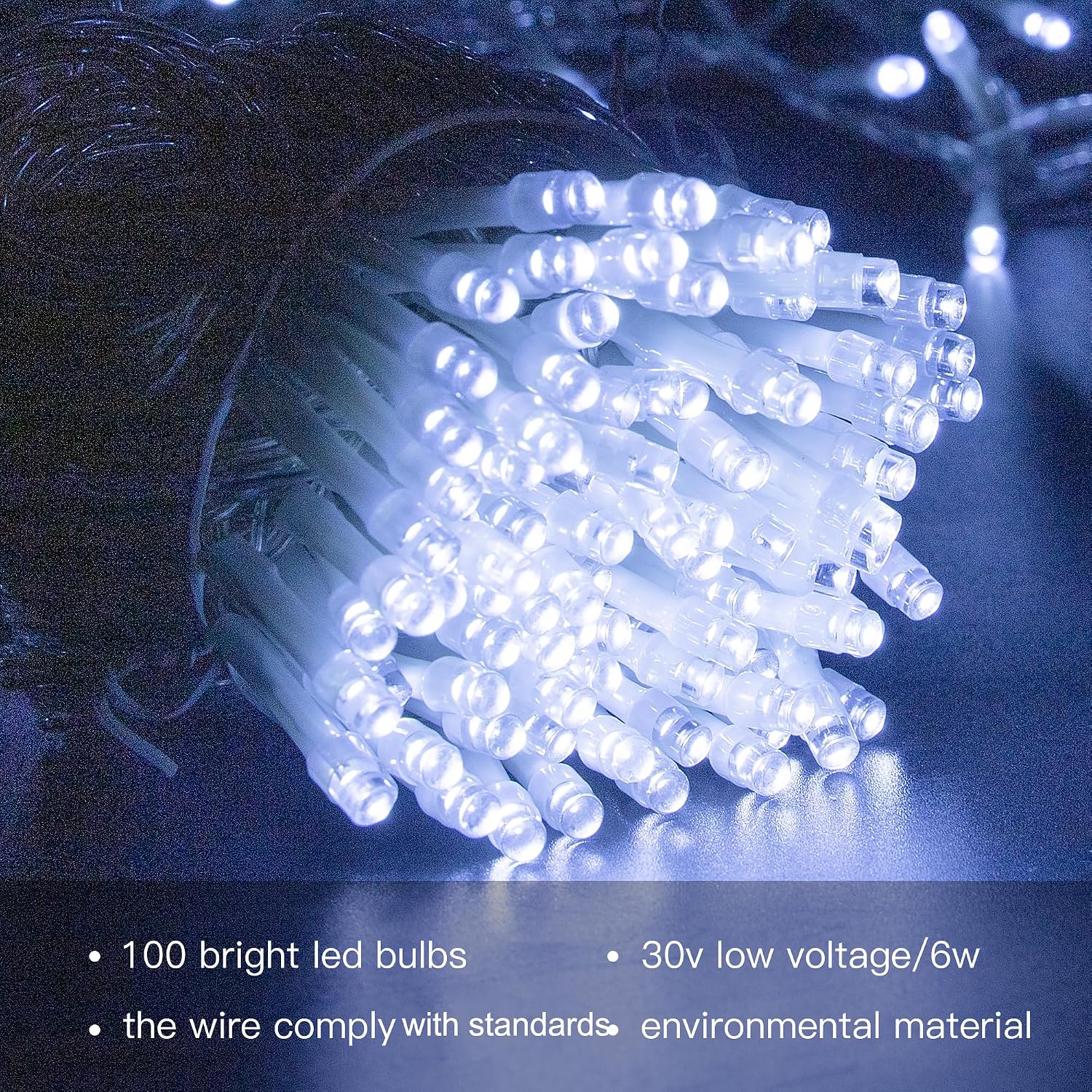 White String Lights 33 ft, 100 LED, Extendable Outdoor Set