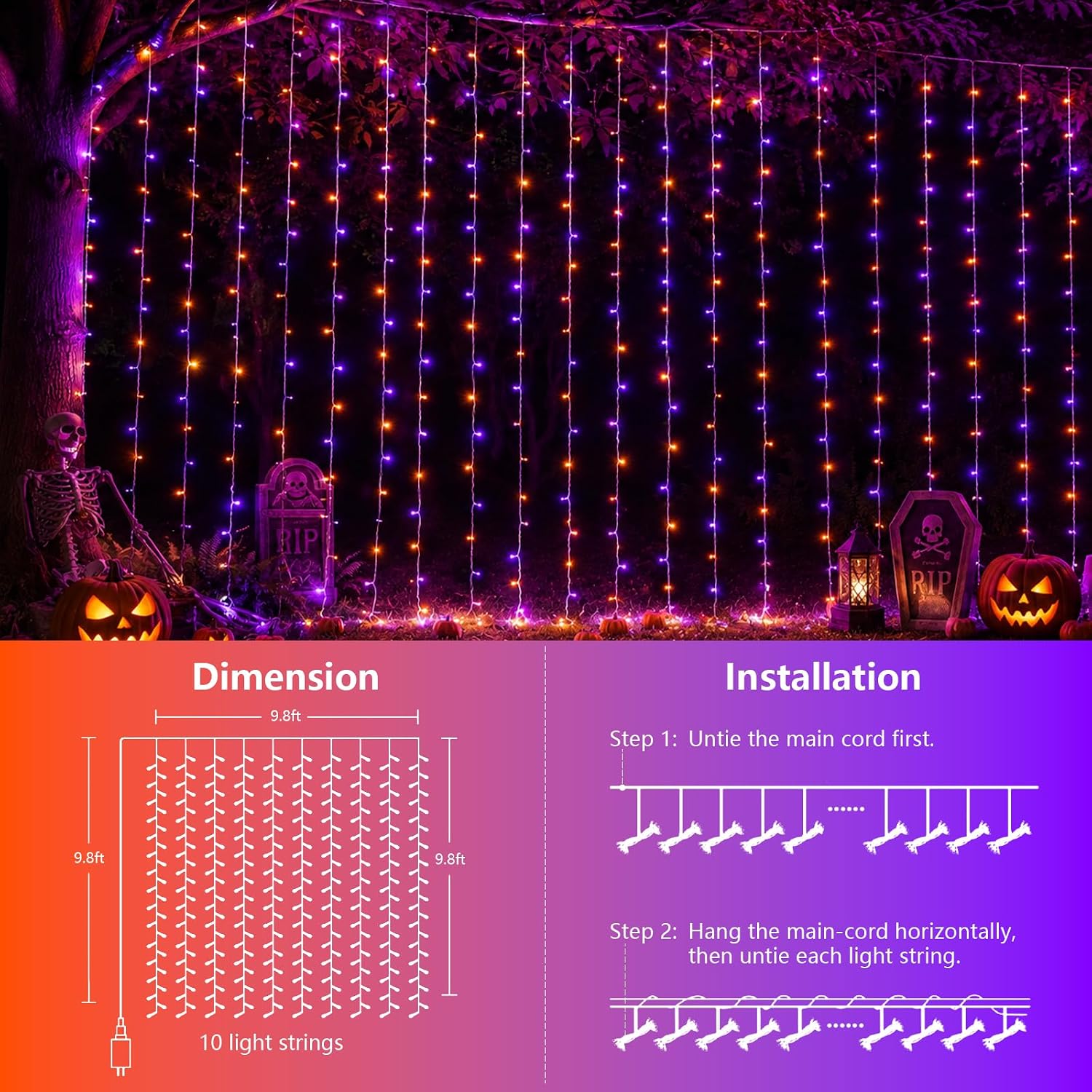 Orange Purple Curtain Lights - Image 8